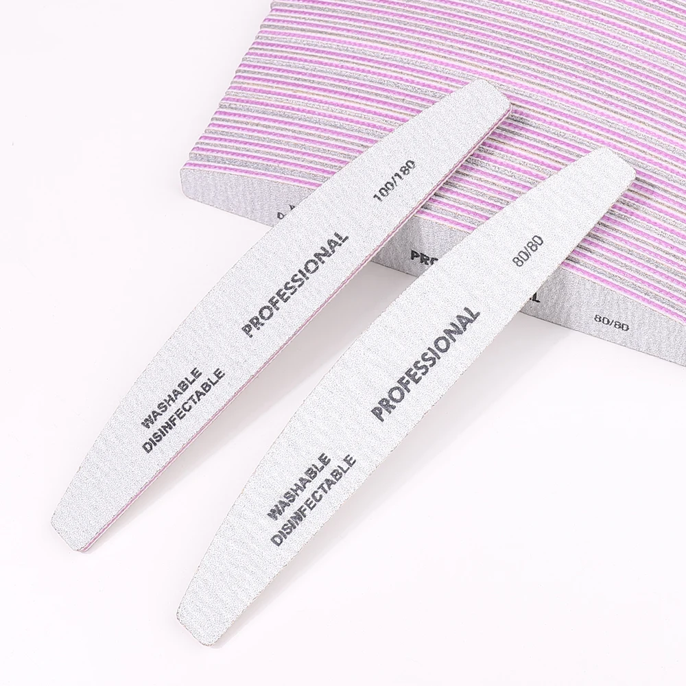 25Pcs/50Pcs/Lot Professional Nail Art Files Boat Design Thick Sandpaper 80/100/180 Grit Trimming Files Manicure Care Tools