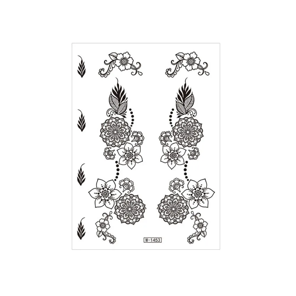 Water Transfer Decals Henna Tattoo Stickers India Mehndi Flower Fake Henna Temporary Tattoo Waterproof Instant Body Art Sticker