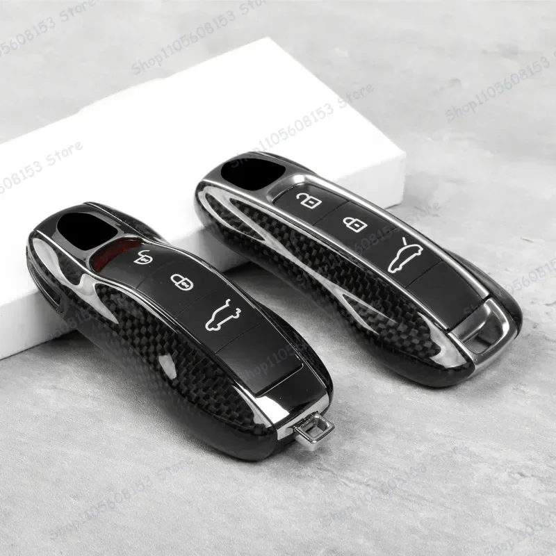 For Porsche 718 Cayenne Macan Taycan 911 Carbon Fiber Key Case Protective Cover Lightweight Durable RFID Shielding