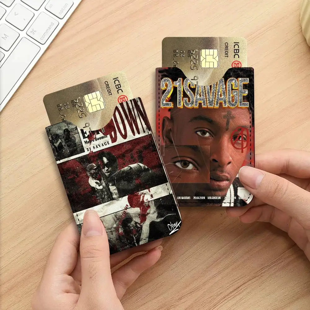 Popular Singer Rapper 21 S-Savage Pu Leather Credit Card Holder Slim Business Cardholder Anti Theft Id for Outdoor Carrying