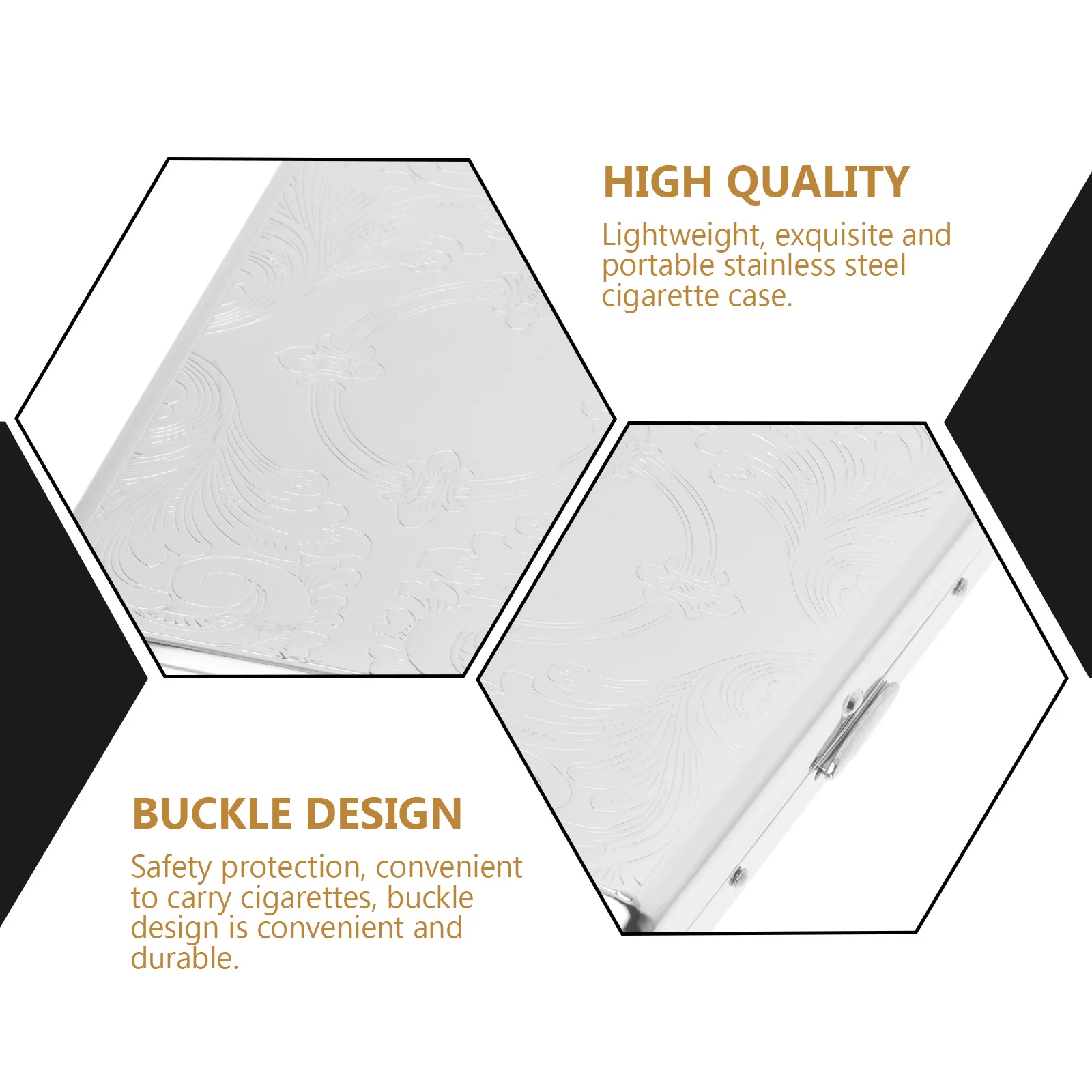 

1pc Stainless Automatic Opening Portable Moisture Proof Durable Buckle Design Washable Cigarette Storage Case For