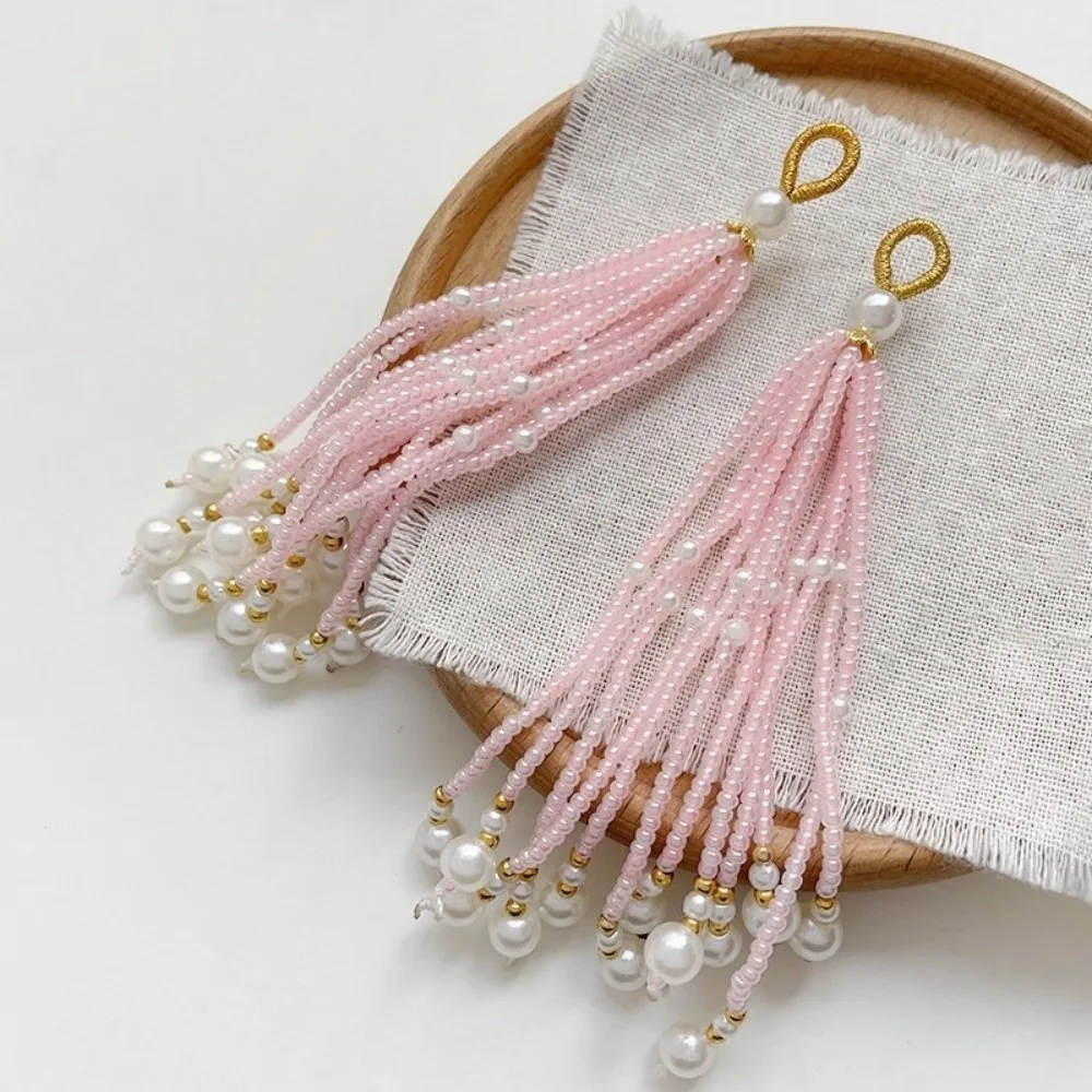 2pcs Ancient-style Tassels Beaded Keychain Multi-color Handmade Backpack Charm DIY Jewelry Accessory Bag Hanging Rope