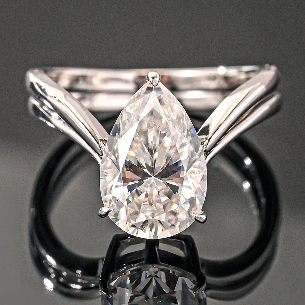 FCGJHW 4CT Pear Moissanite Ring Set S925 Sterling Silver for Women WaterDrop Diamond Stacking Wedding Bands Gifts Jewelry 2026