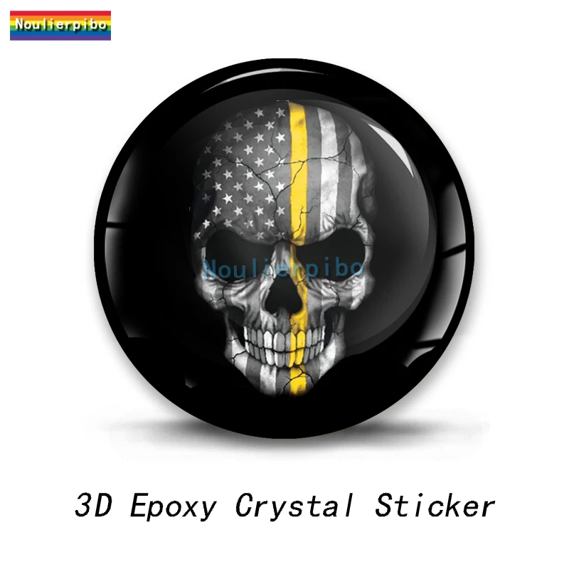 3D Crystal Top Sticker American Skull Vinyl Decal Motorcycle Helmet Auto Silicone Parts Hubcap Laptop Bump Effect Decal