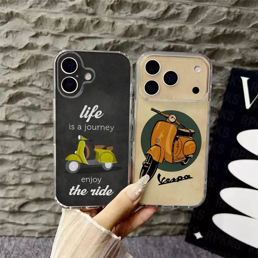 

Brand V-Vespa Scooter Phone Case For iPhone 17,16,15,14,13,12,Pro,Max,Plus,E,SE4,Air,Mini Transparent Cover