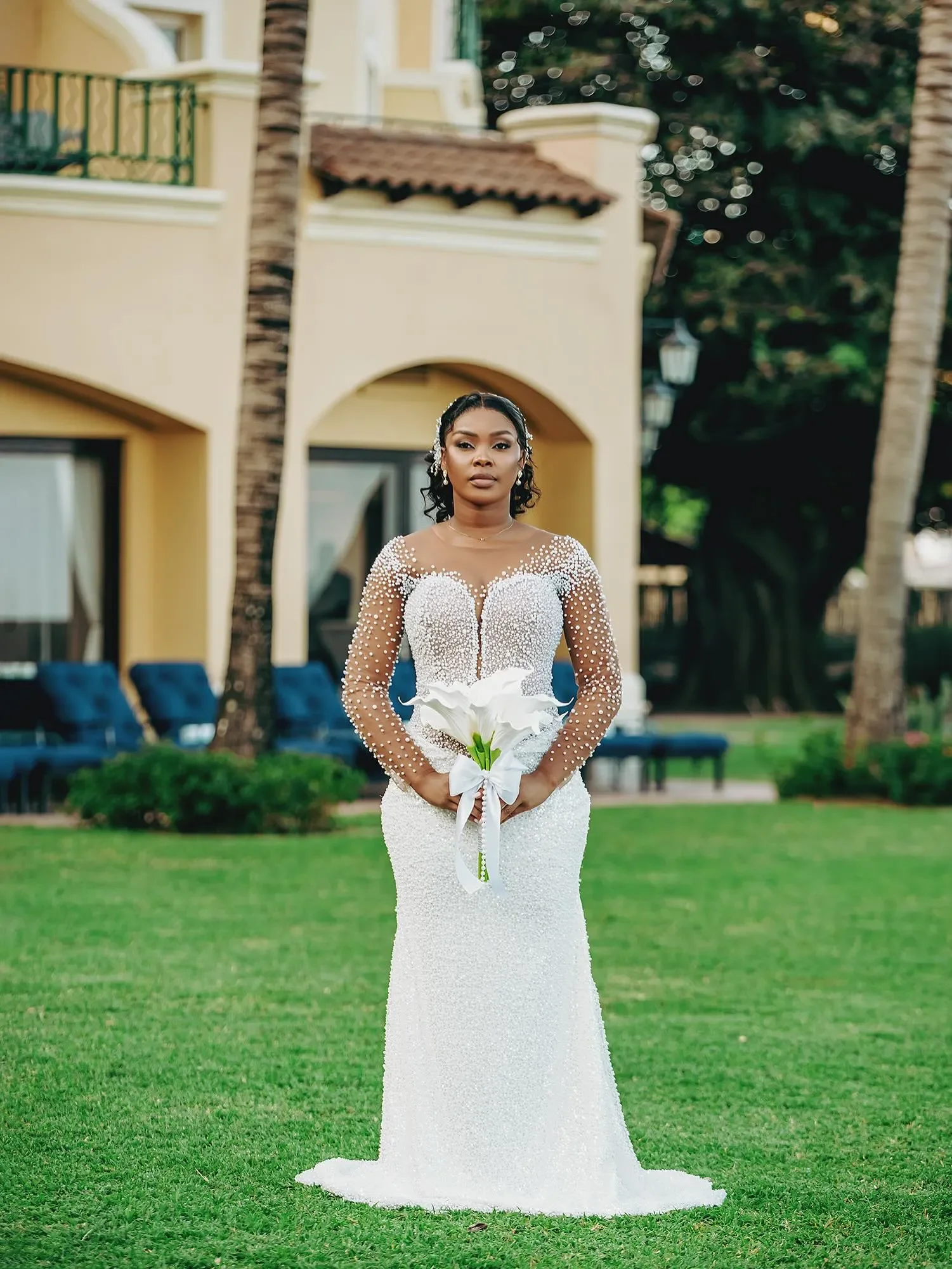 Customized  Sparkly Heavy Pearls Sequins Wedding Dress  with Removable Skirt  Robe De Marriage Elegant Full Sleeves  Bridal Gown