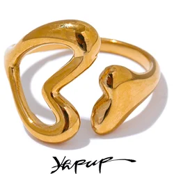 Yhpup Stainless Steel Heart Love Hollow Minimalist Ring Chic 18K PVD Plated Metal Charm Fashion Jewelry Π±ΠΈΠΆΡΡΠ΅ΡΠΈΡ Π΄Π»Ρ ΠΆΠ΅Π½ΡΠΈΠ½