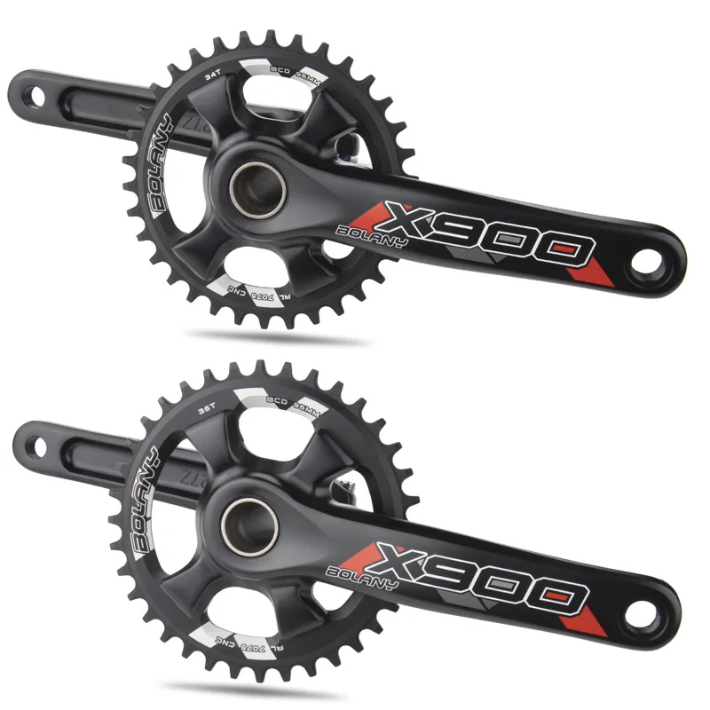 

Mountain Bike Hollow Integrated Crank, Single Disc, Aluminum Alloy Sprocket, Positive and Negative Teeth, 34T, 36T