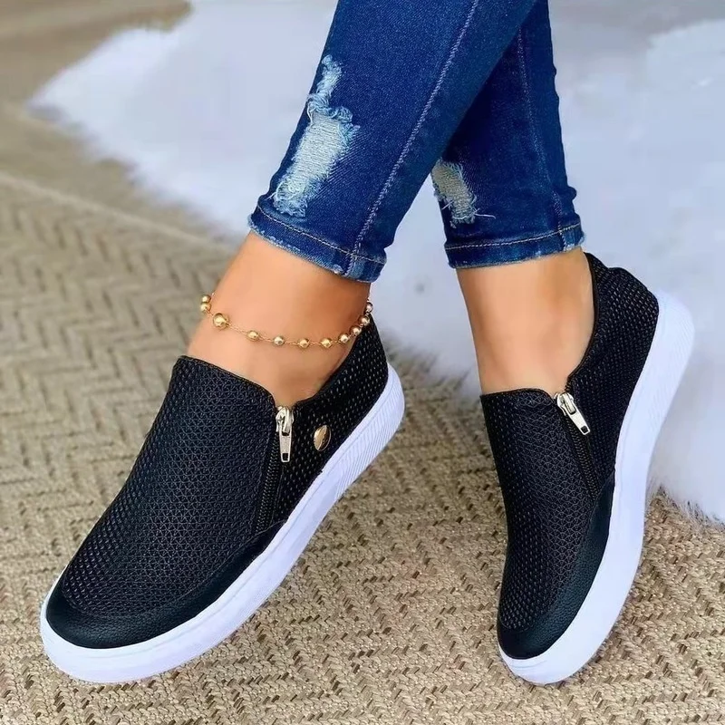 Spring Vulcanize Shoes Women Ladies Slip-On Flat Casual Shoes Fashion Leather Platform Sneakers for Women 2022 Zapatillas Mujer