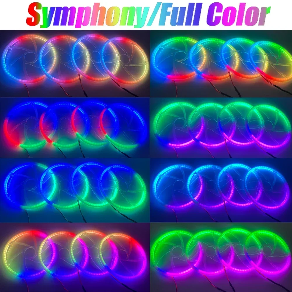 4 szt. 5.9 cali LED głośnik samochodowa RGB Symphony 64 kolorowa oświetlenie otoczenia dekoracja wnętrz akrylowa lampa kontrola aplikacji atmosfera