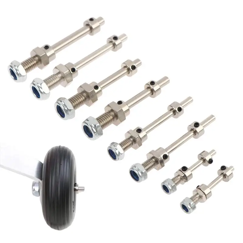 2 Pcs Heavy Duty Steel Wheel Axles with Stop Nuts 3/4/5/6MM for RC Vehicle Landing Gear Assembly