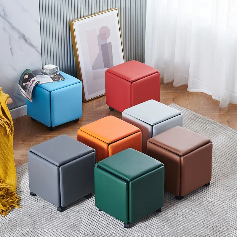 35cm Multi-functional Combination Storage Stool Simple 5-in-1 Stools Home Living Room Sofa Side Pouf Bench Nordic Furniture