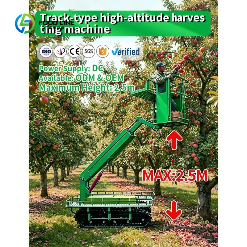 Customized Multi Functional Crawler Tracked Remote control orchard picker for Olive Grove Farm