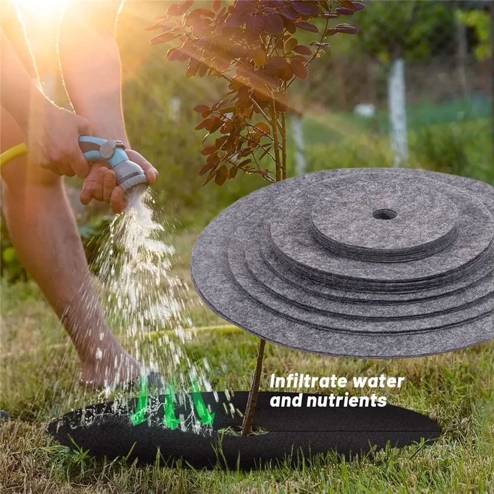 

20pcs Degradable Round Weeds Barrier Mats Moisturizing Breathable Tree Protector Mat Non-woven Weeds Mulch Ring