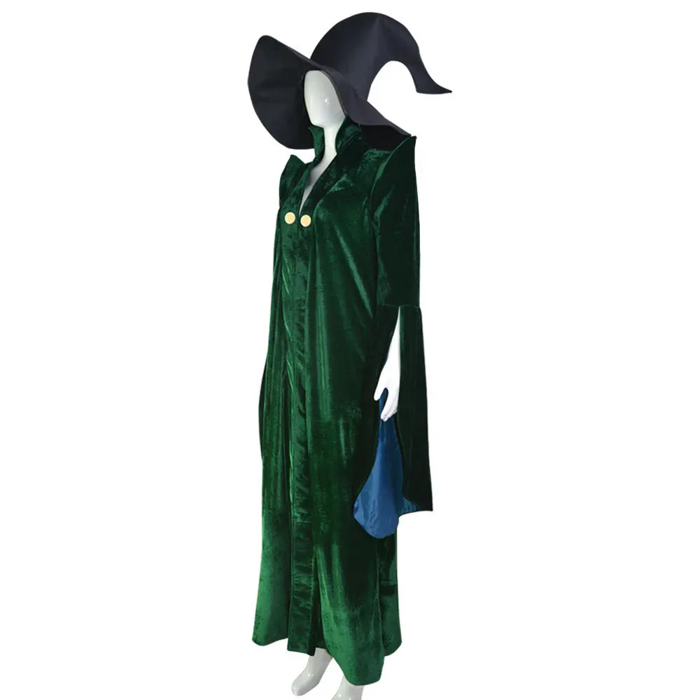 Professor Minerva McGonagall Cosplay Costume Dark Green Dress Robe Cape Hat Velvet Halloween Carnival Suit for Adult Kid - Image 4
