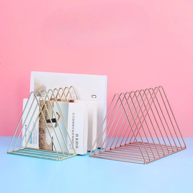 Nordic Iron Magazine Rack Desktop Organizer Artistic Bedside Metal Shelf for Books and Magazines Home Decor