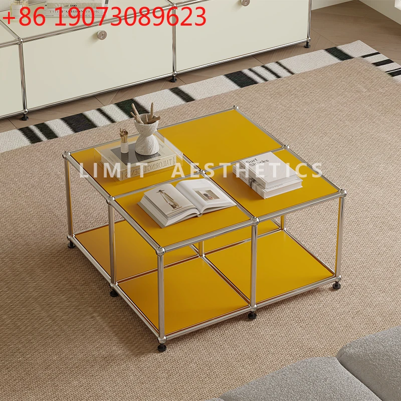 

Современный простой стеклянный журнальный столик из нержавеющей стали для гостиной