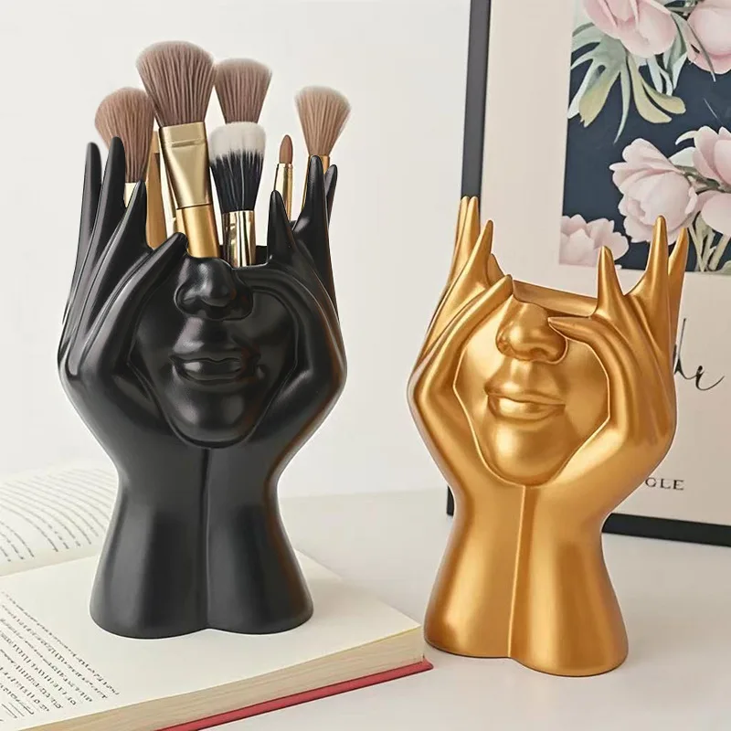 Creative Human Body Art Vinyl Figure Holder Acrylic Makeup Brush Organizer Multifunctional Desktop Display Stand Home Office