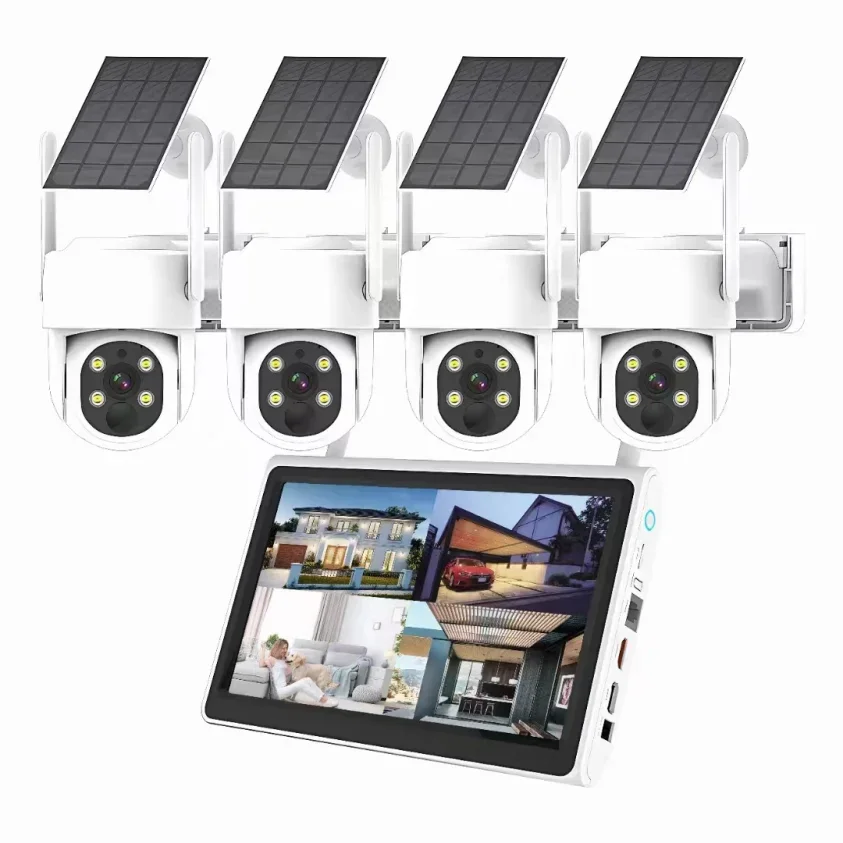 YYHC-Use wireless secure Wifi closed circuit TV solar camera solar outdoor waterproof 4MP HD 4-channel