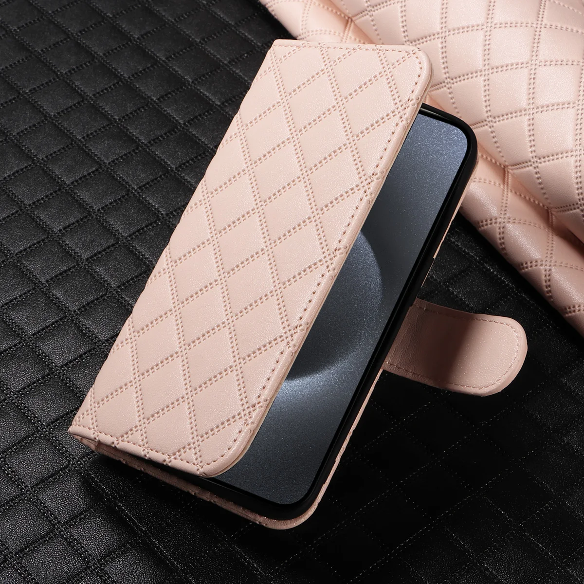Faux Leather Phone Case for Samsung GalaxyZ Fold 3 Z Fold 4 Z Fold 5 Z Fold 6 Magnetic Bracket Shockproof Stylish Plaid Cover view 5