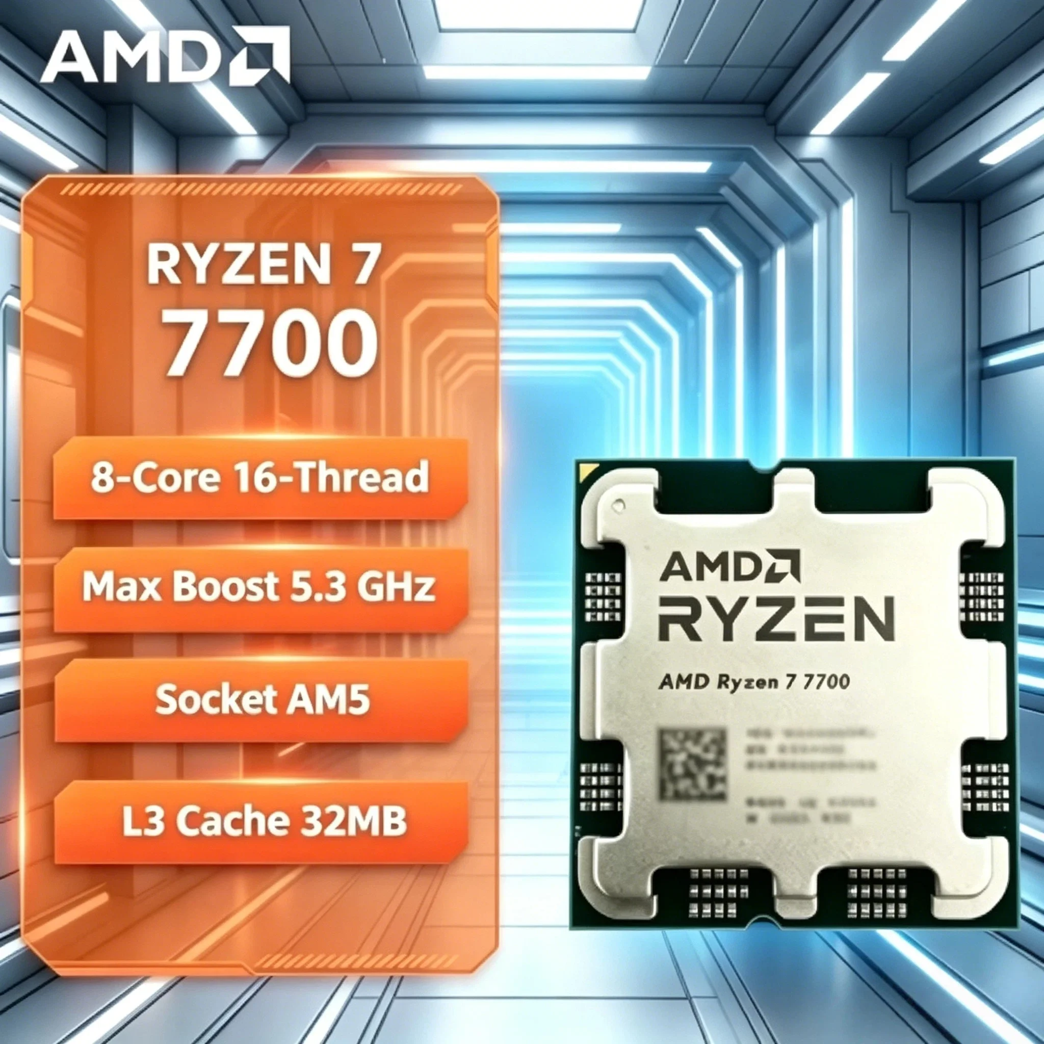 

AMD Ryzen 7 7700 3.8GHz 8 Core 16 Thread 5NM L3 32M New DDR5 Processor 65W Socket AM5 R7 7700 Desktop CPU Pro Max 4K