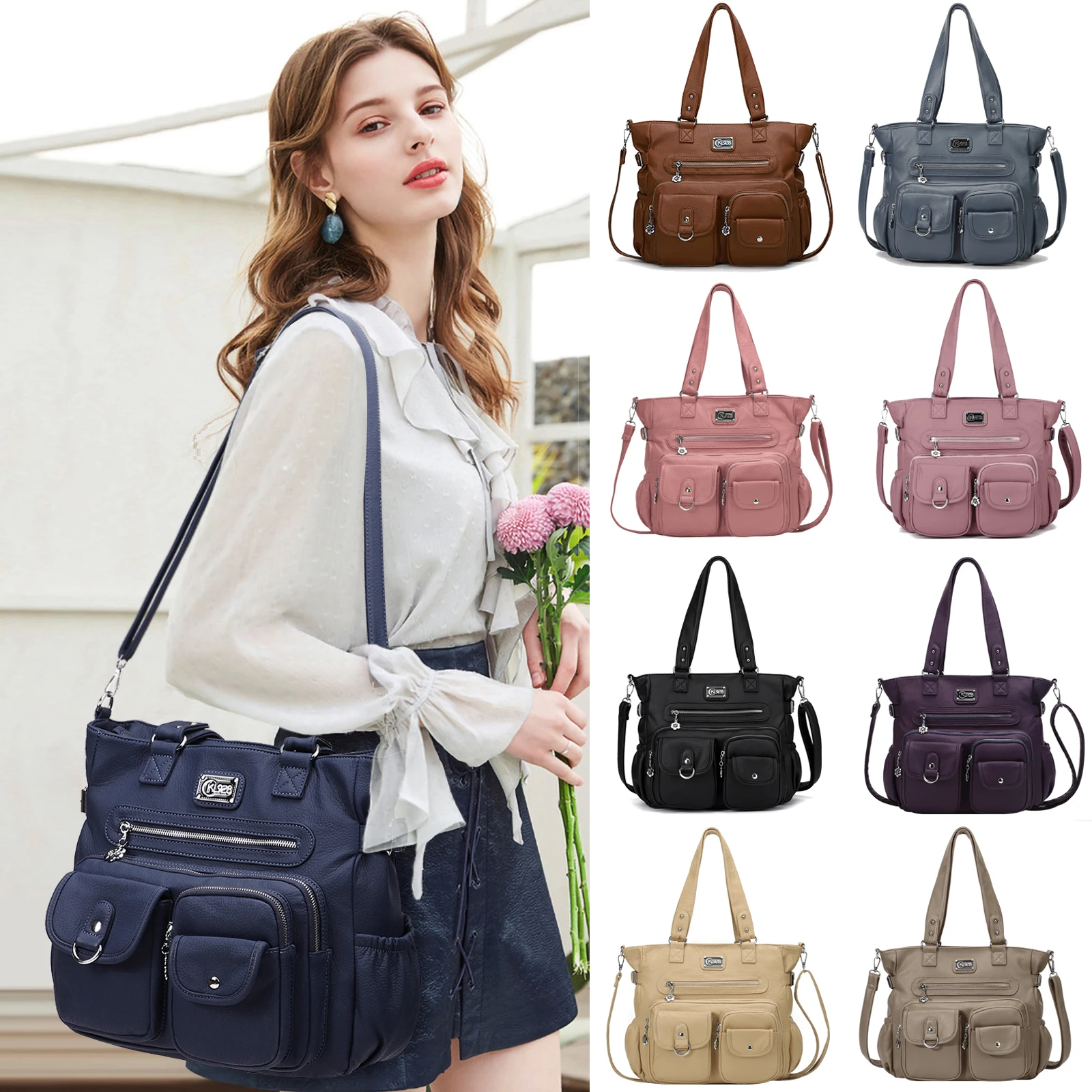 Hobo Handbags for Women Vegan Leather Crossbody Shoulder Bag Purse Large Tote Bag Top-handle Handbag Satchel Pack