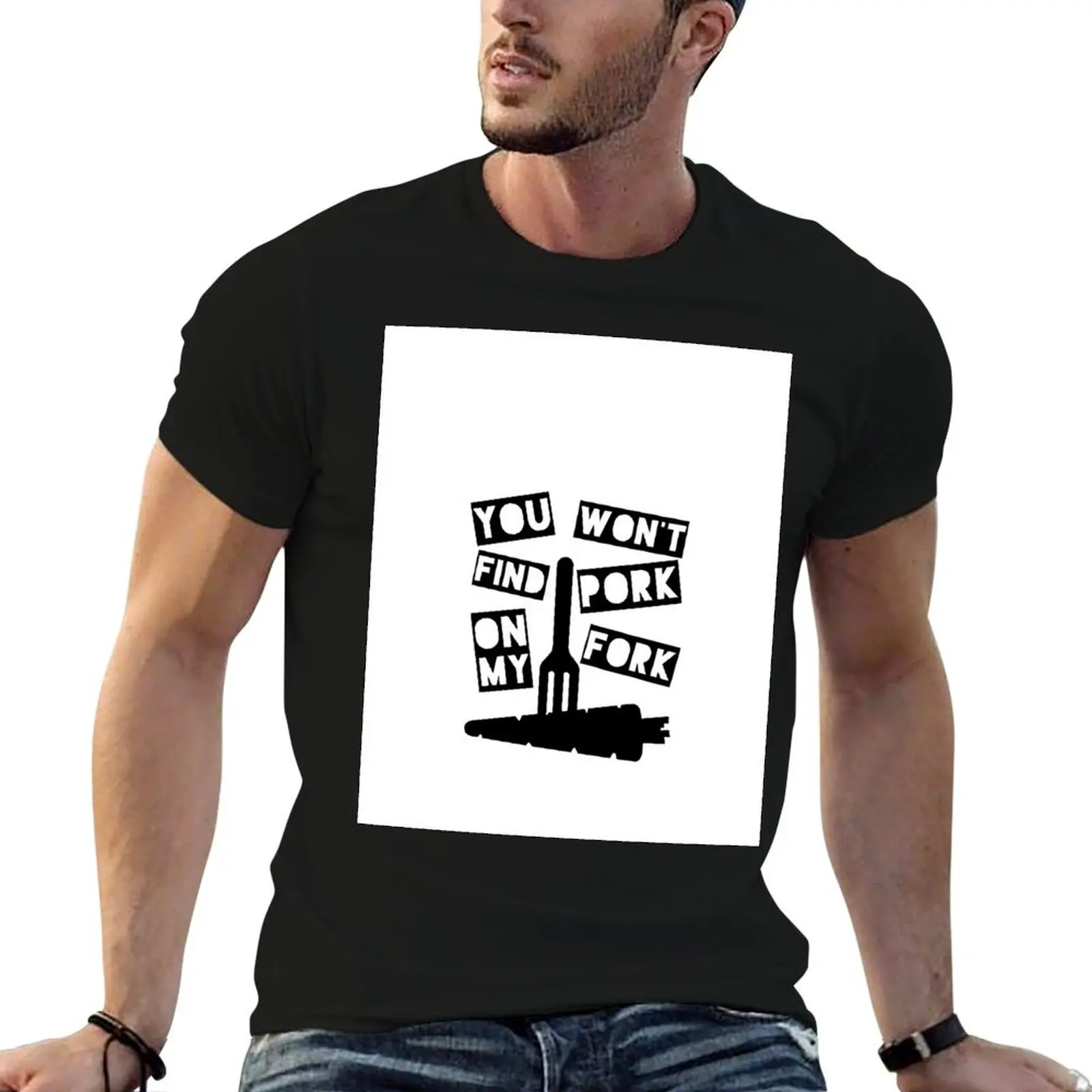 You Won't Find Pork On My Fork T-Shirt Outdoor Work Short Sleeve Top