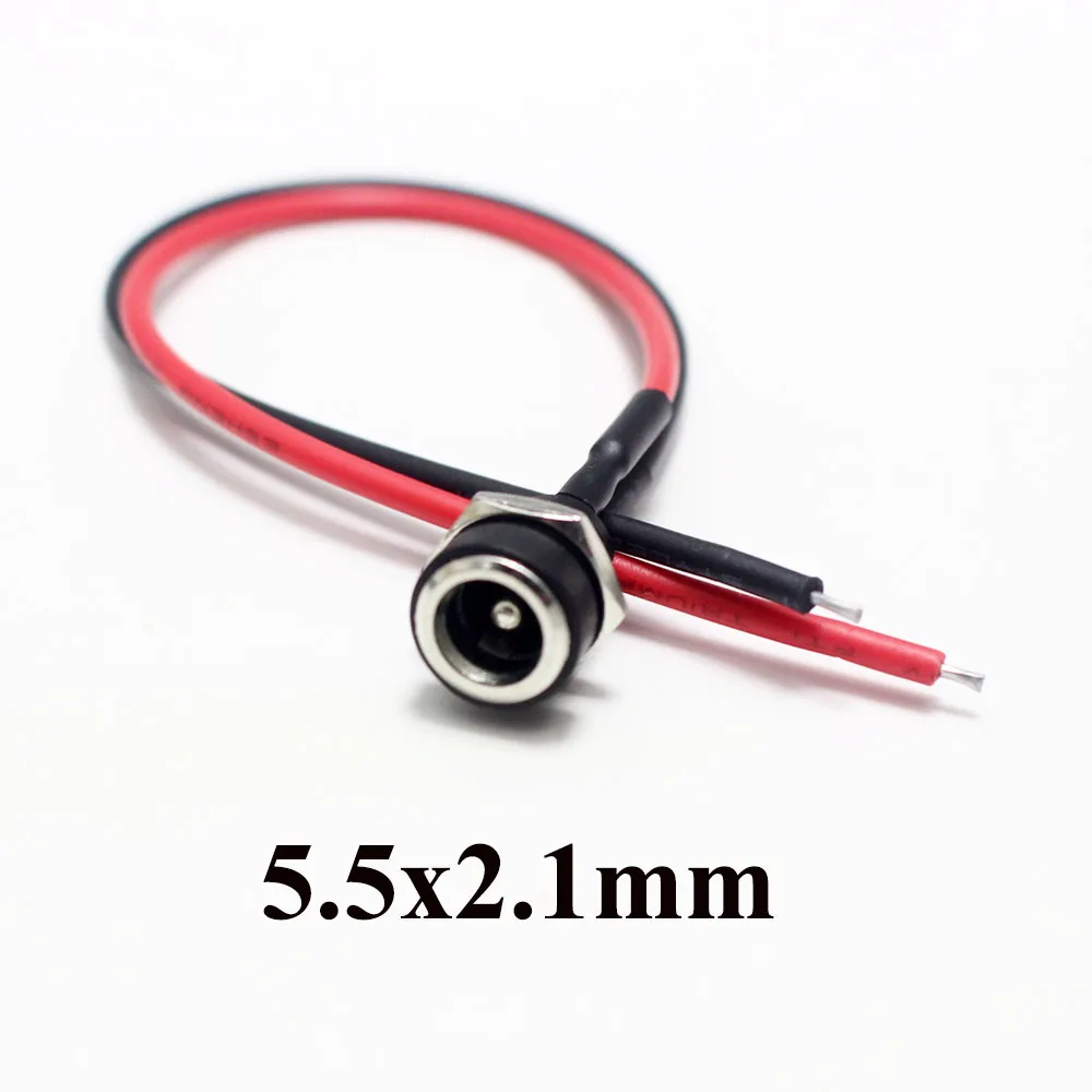 1Pcs DC-022B18AWG DC 5.5x2.1 5.5*2.5 3.5*1.35mm Power Cable Wire Connector Charger 10A Current DC Power Plug Female Socket 15CM