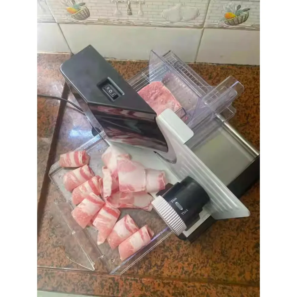 Commercial Meat Slicer 220V | Heavy-Duty Electric Food Slicer for Frozen Meat, Cheese, Bacon | Stainless Steel Blade, Quiet Moto
