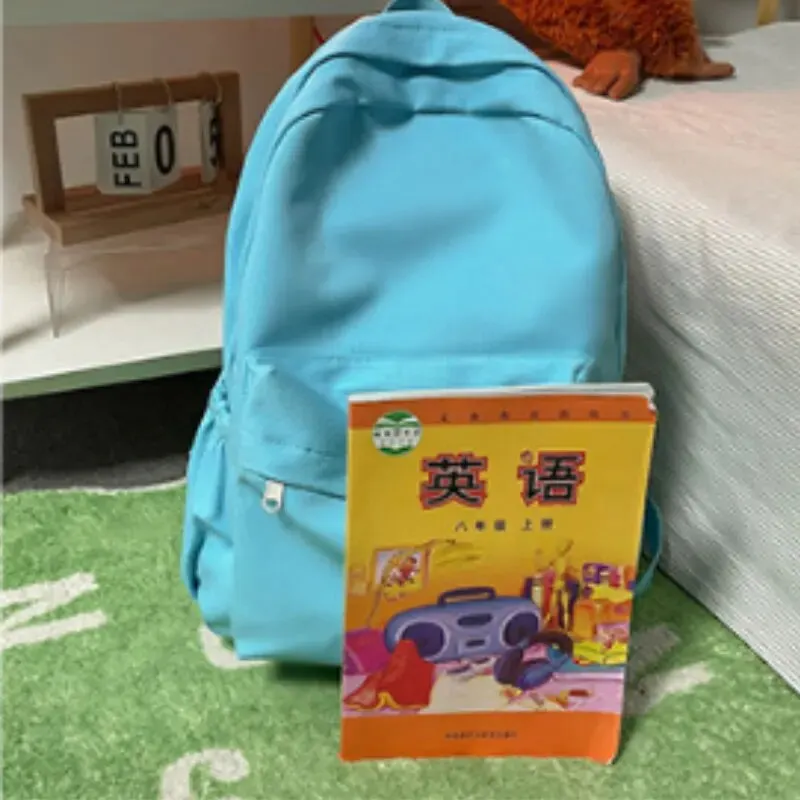 Backpack Soft Sister Solid Color Large Capacity Student Schoolbag 2022 School Season New College Students Ins Backpack