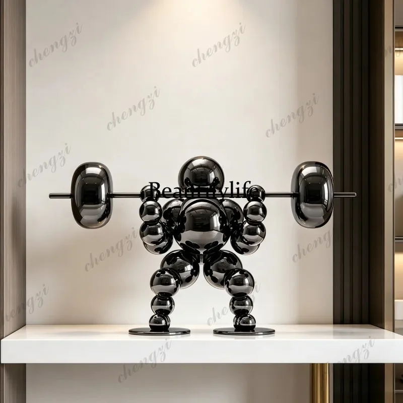 TTT Modern Simple Stainless Steel Weightlifting Art Decoration for Hotel Lobby Hallway Porch Courtyard - Interior Decor Sculptur