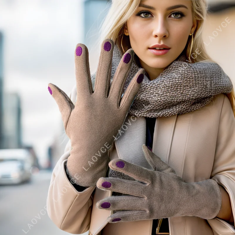 2024 جديد تطريز أنيق الأظافر أنيقة يندبروف قفازات شاشة لمس الشتاء المرأة قفازات الجلد المدبوغ كامل فنجر اليد الدافئة قفاز