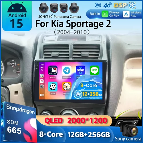 Android 15 Radio del coche para Kia Sportage 2 2004 2005 2006 2007-2010 navegación GPS reproductor de vídeo Multimedia estéreo inalámbrico Carplay