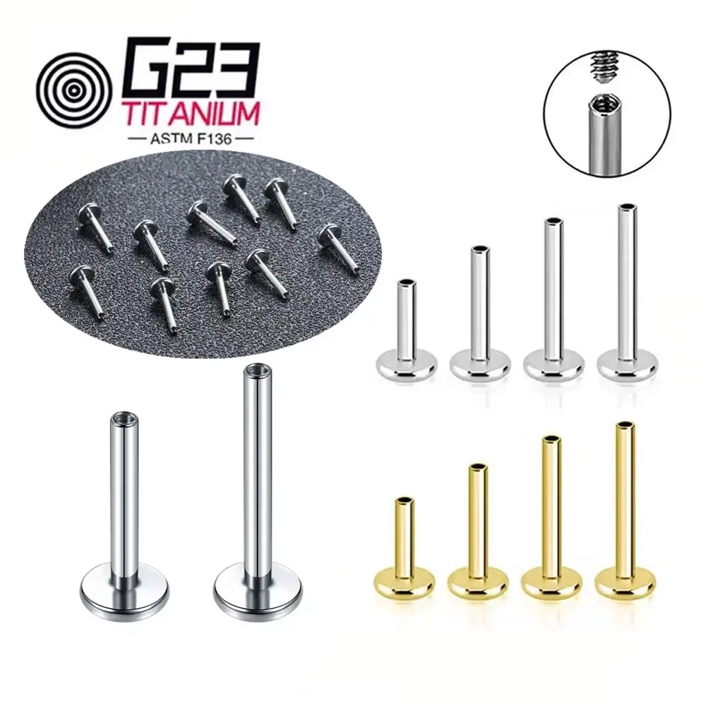 Wholesale 10/50/100pcs Fashion G23 Titanium Push Pin Cartilage Internal Threaded Labret Bar Lip Bar Body Piercing Jewelry