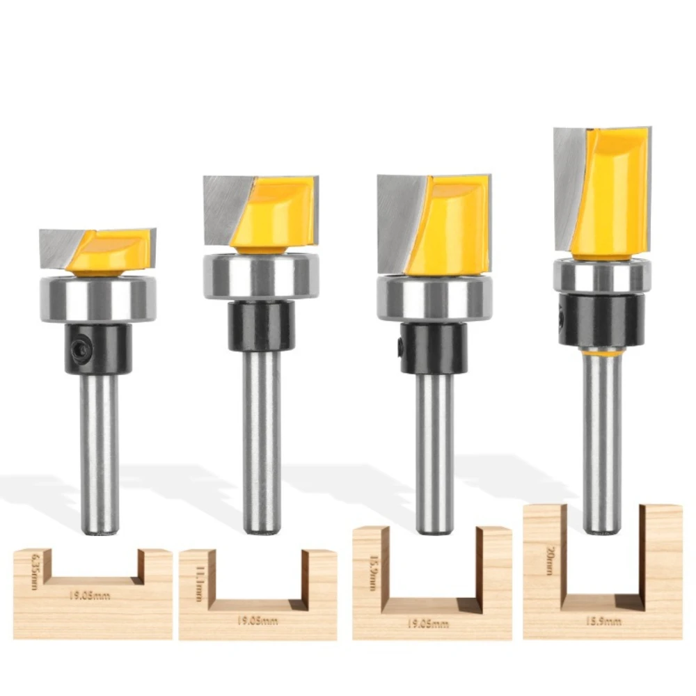 1/4Inch Shank Flush Trim Router Bit with Bearing Carbide Tipped Template Pattern Woodworking Milling Cutter Trimming Groove Wood view 4