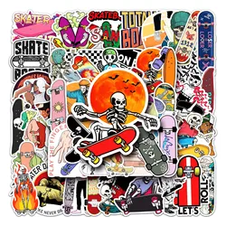 50Pcs Skateboard series Cartoon Cute Waterproof Sticker Skateboarding Snowboard Retro Vinyl Sticker