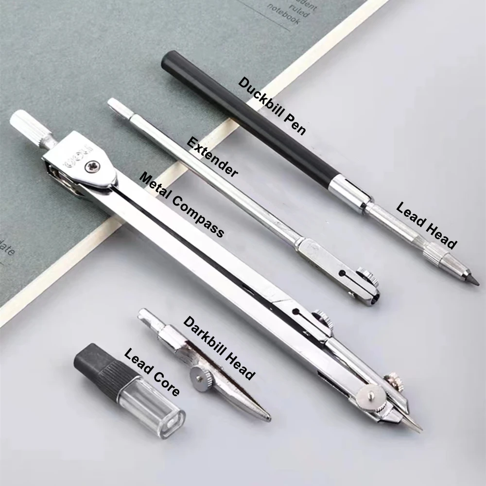 Deli Stainless Steel Drafting Set Durable Drawing Compass Math Geometry Circles Tool School Supplies