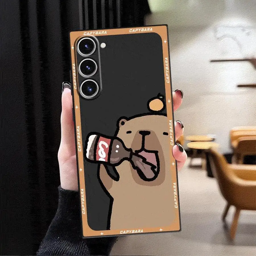 حافظة لهاتف سامسونج جالاكسي S24 Plus S25 Edge S20 S21 FE S23 غطاء هاتف ناعم أسود للغاية كارتوني لطيف كابيبارا #6