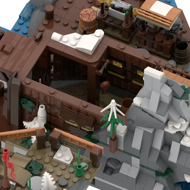 Modello medievale Moc Mattoni da costruzione Villaggio vichingo Tecnologia di estensione Blocchi modulari Regali Giocattoli di Natale Set fai da te Assemblaggio