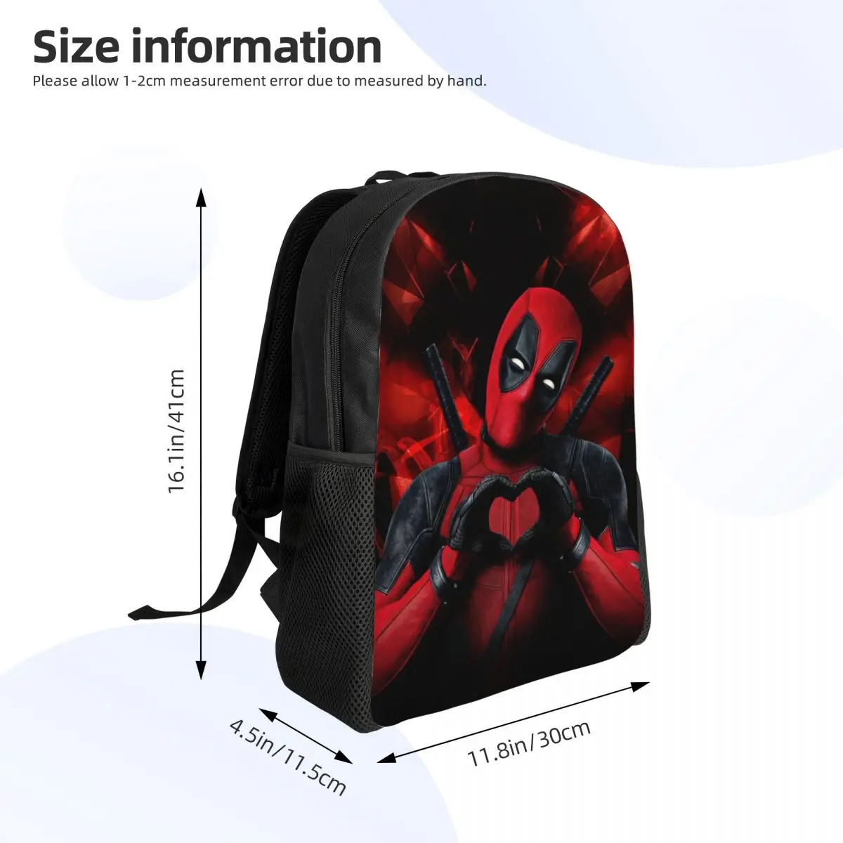 Custom Funny Superhero Comics Deadpools Love Backpack for Men Women College School Student Bookbag Fits 15 Inch Laptop Bags