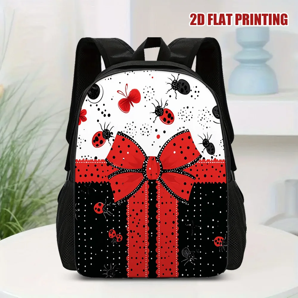 

1pc a Ladybug-Themed Backpack with a Red Bow, Fashionable And Practical, Ideal for School And Everyday Use