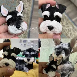 Schnauzer Dog Head Silicone Mold Puppy Avatar Aromatherapy Plaster Resin Crafts Mold DIY Refrigerator Magnet Production Material
