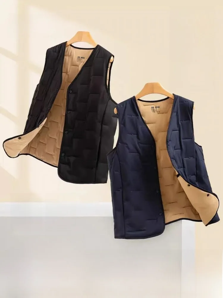 

00 шерстяной наполнитель V-Ne, мужской жилет, многослойный, теплый, со стойкой, повседневный, осенне-зимний, модный, базовый цвет, магазин напрямую