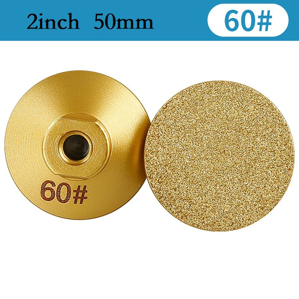 1 Pc 2Inches 50mm Dry Vacuum Brazed Diamond Grinding Wheel M10 Thread Edge Profile Sanding Disc For Marble Granite Ceramic Glass