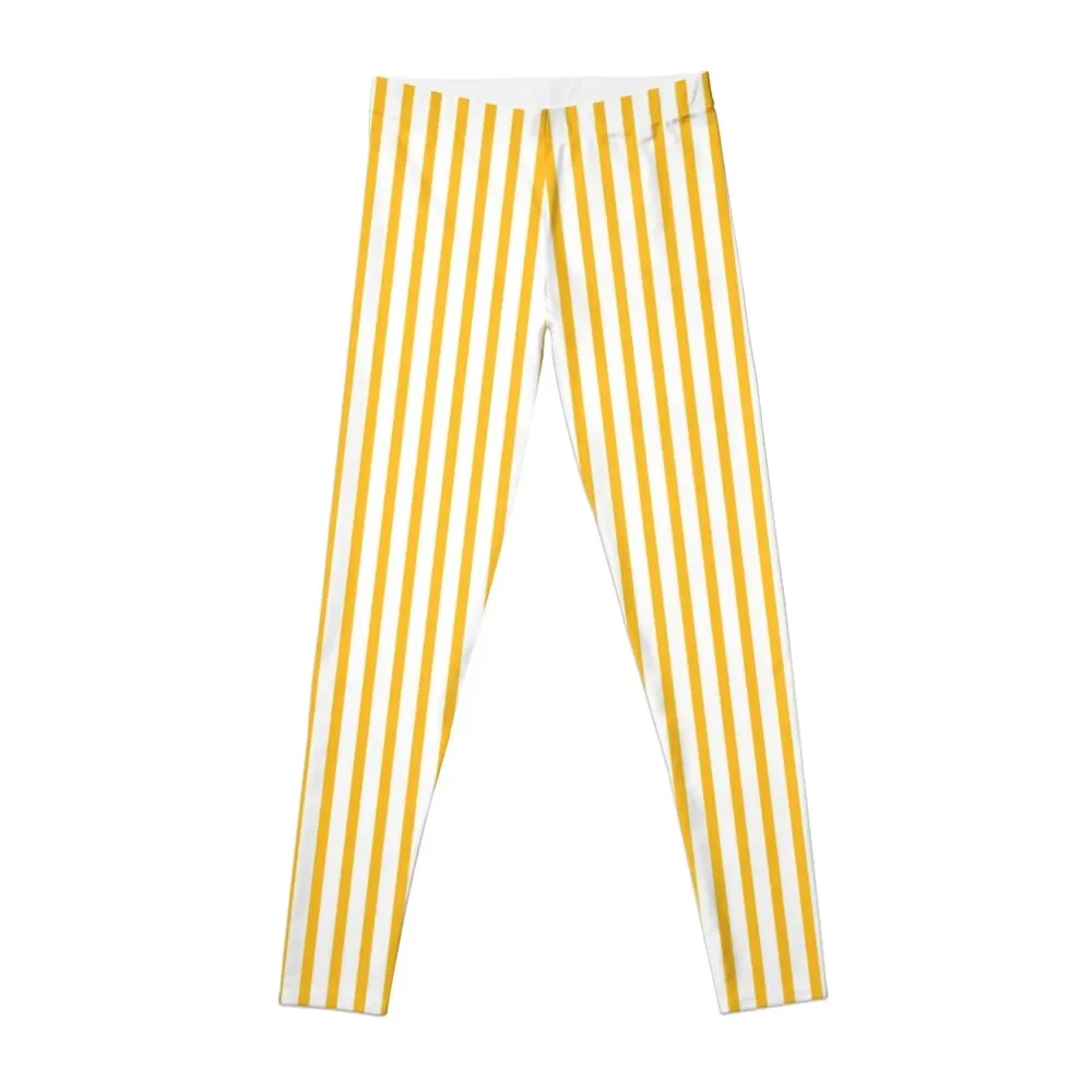 

Thin vertical yellow and white pinstriped pattern Leggings Female legging pants for girls Womens Leggings