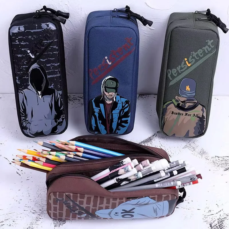 

1Pcs Trendy Boys and Girls Pencil Case Student Large Capacity Double Waterproof Pen Box for School Supply Student Stationery