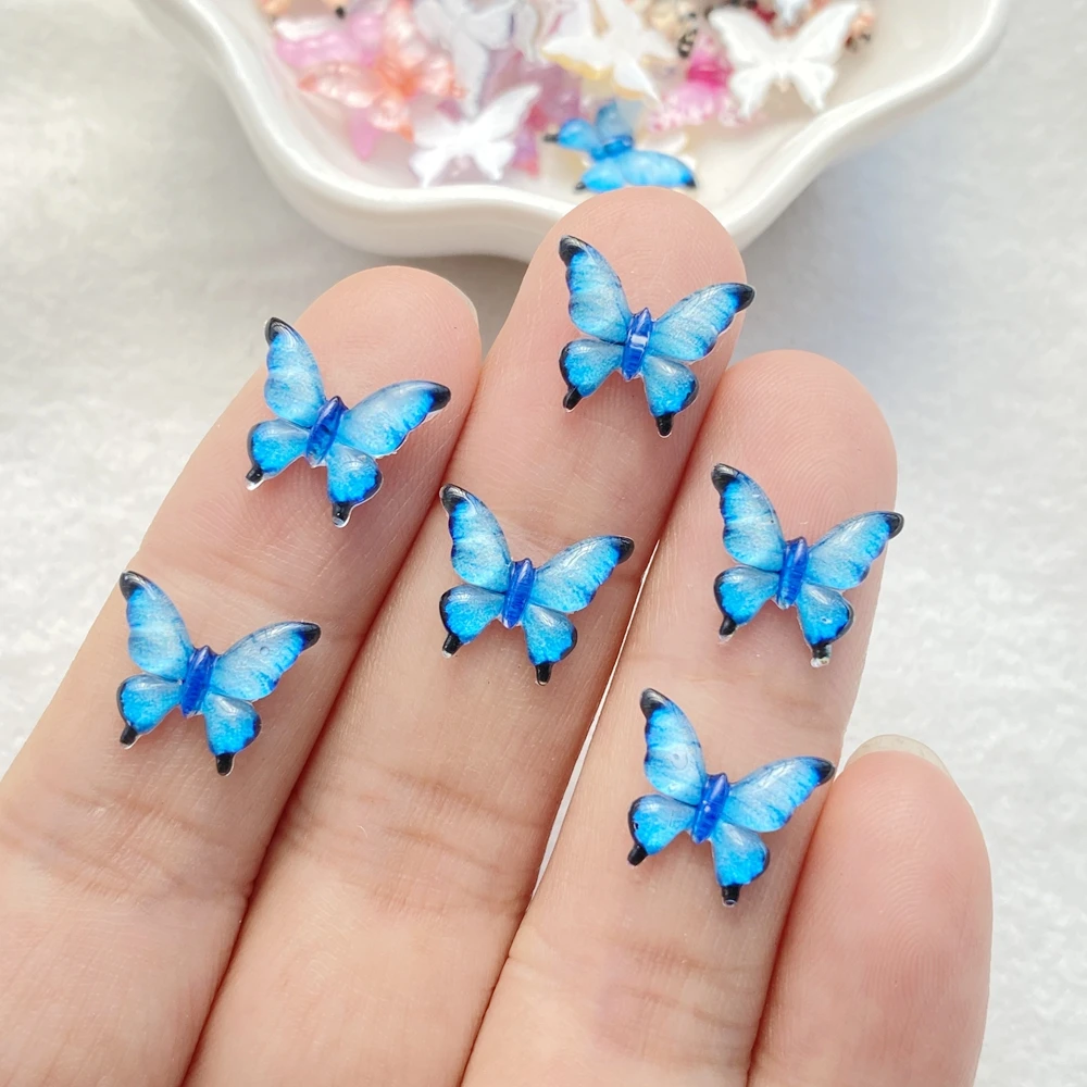 50Pcs Cute Mini Cartoon Colorful Butterflies Nail Art Resin Designer Charms DIY Craft For Nail 3D Decorations Jewelry