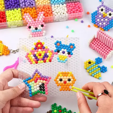 Kids Magical Water Fuse Beads Girls DIY Handmade Water Spray Magic Water Sticky Beads Craft Set Children Puzzle Educational Toys