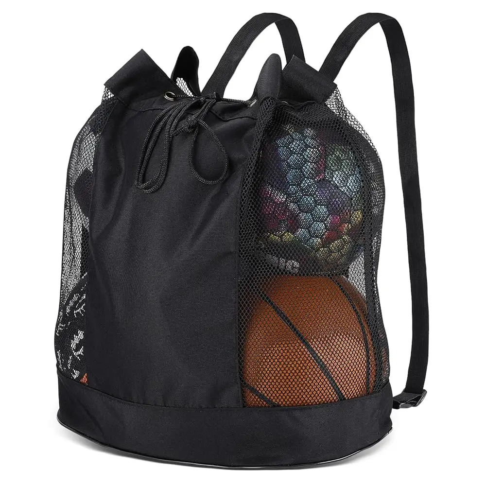 

Сумка для мячей Extra Ball Bag, большая сетчатая сумка для инвентаря черного цвета, сумка для футбольных мячей с регулируемым плечевым ремнем, из ткани Оксфорд 600D, сетчатая спортивная сумка.