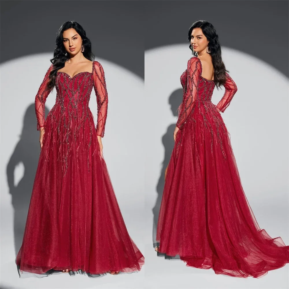 

Customized Saudi Arabia Evening Gown Prom Dress Sheer Straps A-line Floor Length Skirts Tulle Bespoke Occasion Dr